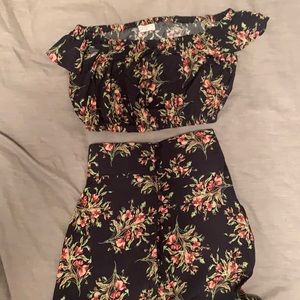 Flynn Skye long skirt with matching cropped off the shoulder shirt